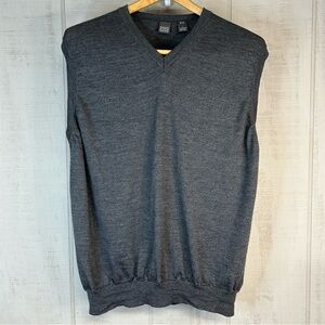 Vntg Saks Fifth Avenue Sweater Vest XL Pullover V Neck Wool Silk‎ Blend Gray
